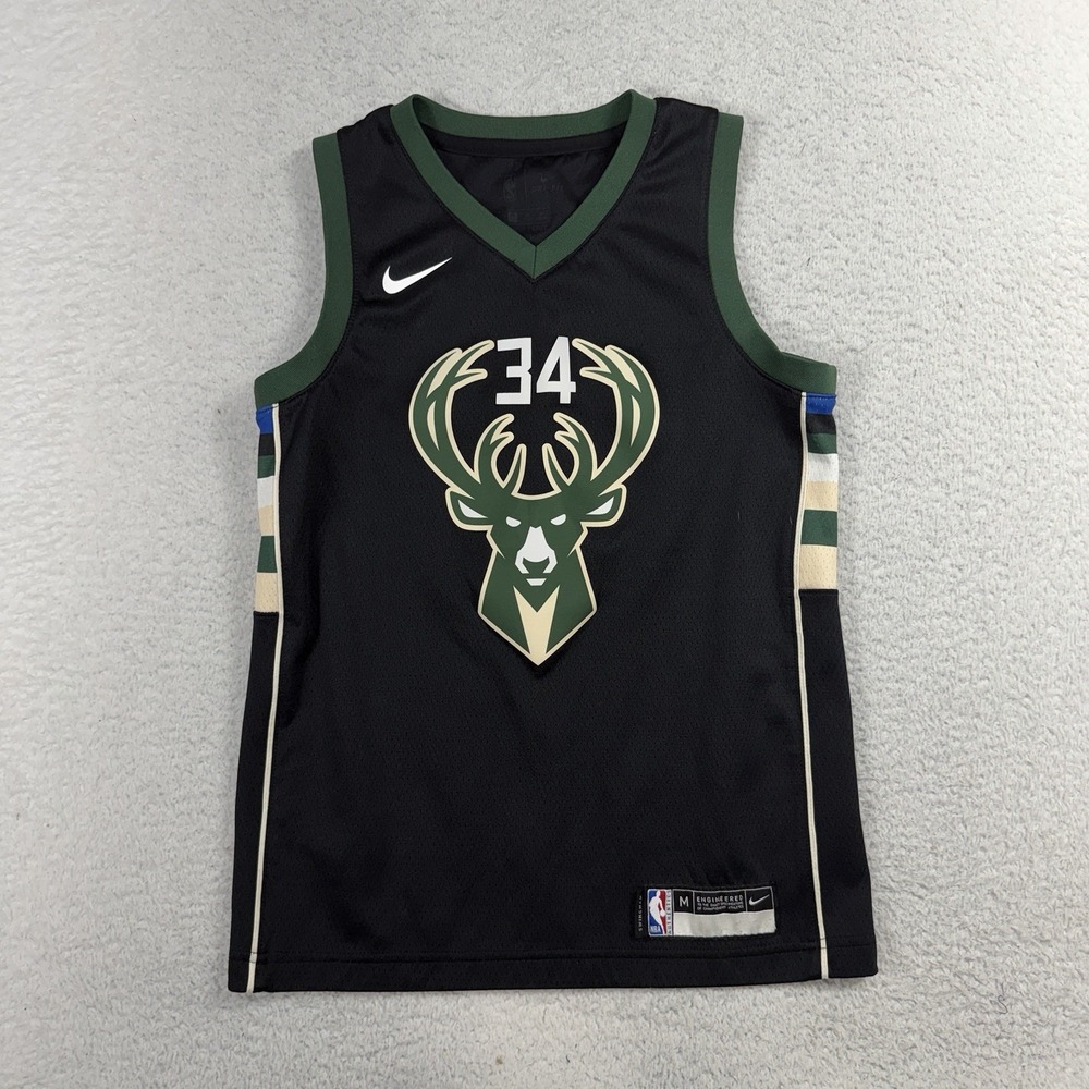 Nike Giannis Antetokounmpo Milwaukee Bucks NBA Jersey Youth Medium 10/12 Black